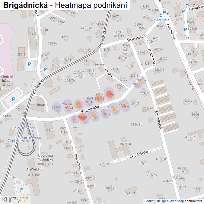Mapa Brigádnická - Firmy v ulici.