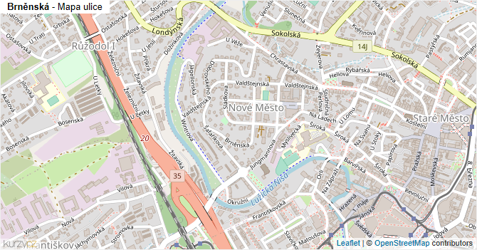 Brněnská - mapa ulice