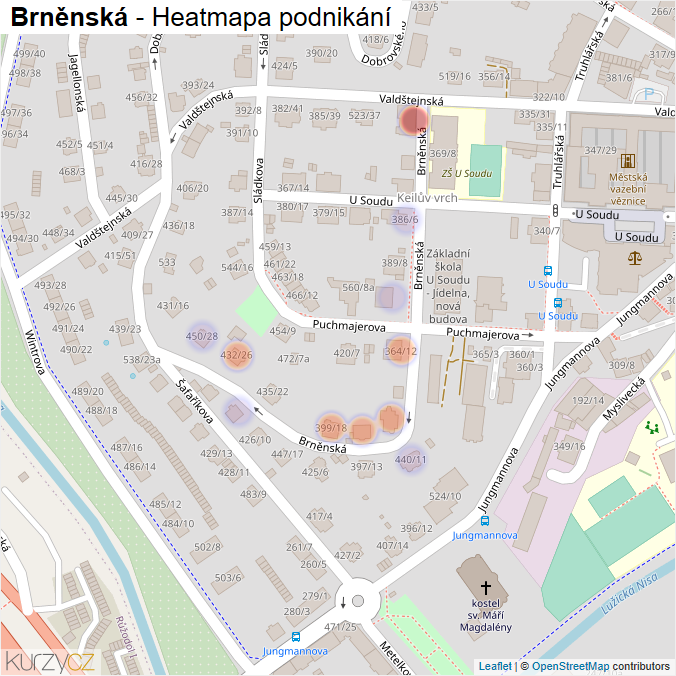 Mapa Brněnská - Firmy v ulici.