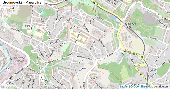 Broumovská - mapa ulice