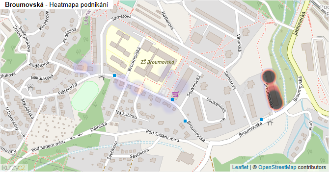Broumovská - mapa podnikání