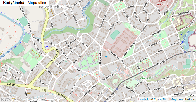 Budyšínská - mapa ulice
