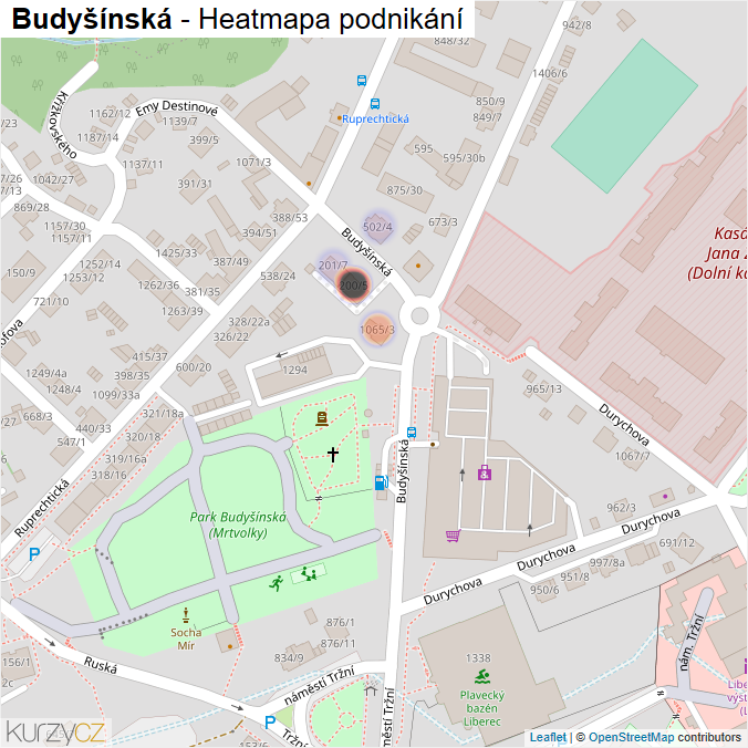 Mapa Budyšínská - Firmy v ulici.