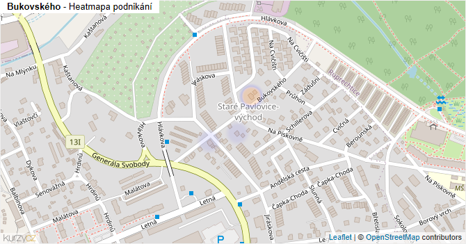 Bukovského - mapa podnikání