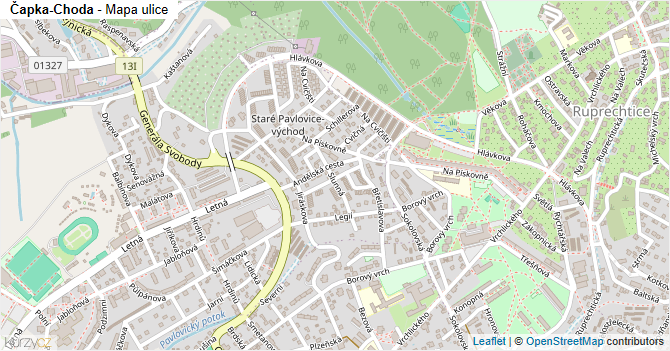 Čapka-Choda - mapa ulice