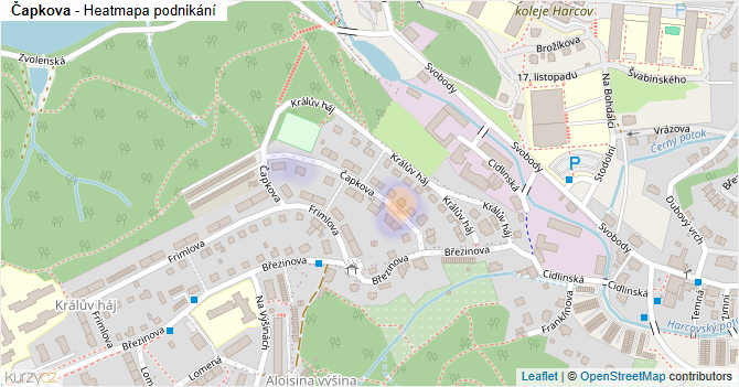 Čapkova - mapa podnikání