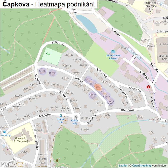 Mapa Čapkova - Firmy v ulici.