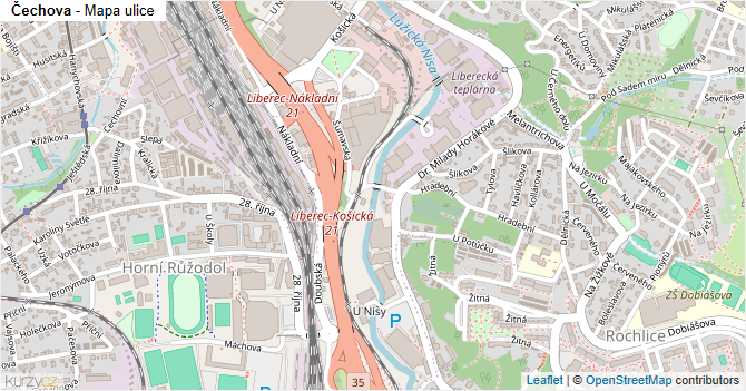 Čechova - mapa ulice