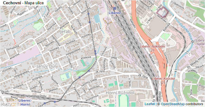 Cechovní - mapa ulice