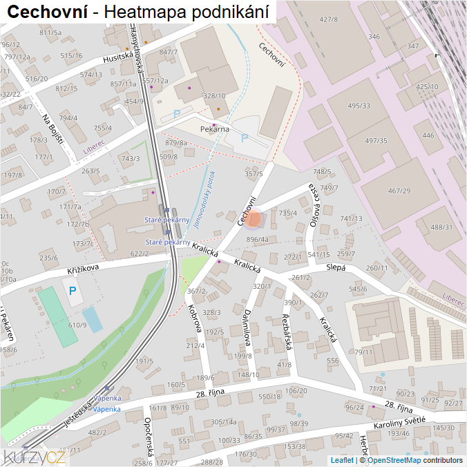 Mapa Cechovní - Firmy v ulici.