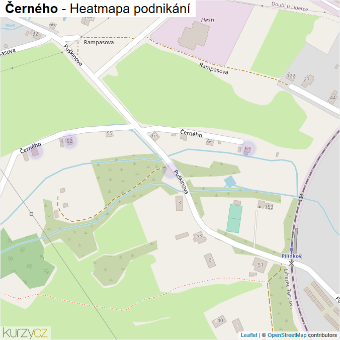 Mapa Černého - Firmy v ulici.