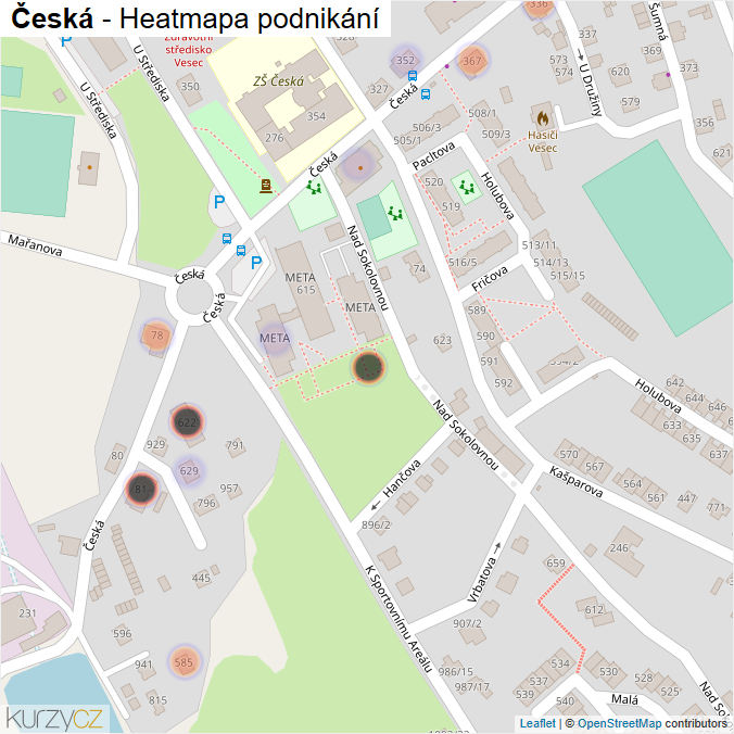Mapa Česká - Firmy v ulici.