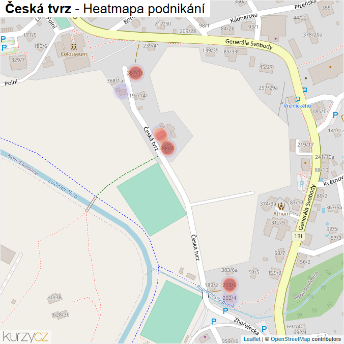 Mapa Česká tvrz - Firmy v ulici.