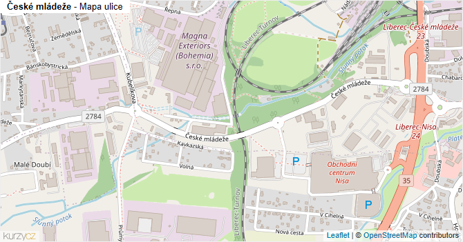 České mládeže - mapa ulice