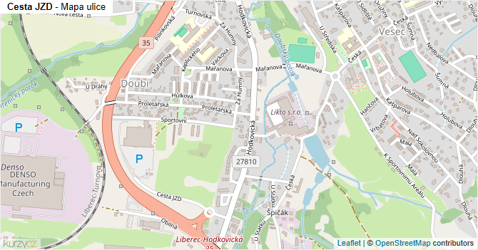 Cesta JZD - mapa ulice