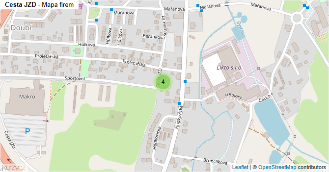Cesta JZD - mapa firem