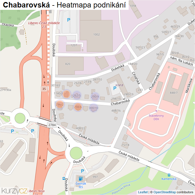 Mapa Chabarovská - Firmy v ulici.