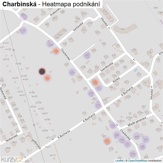 Mapa Charbinská - Firmy v ulici.