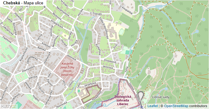 Chebská - mapa ulice