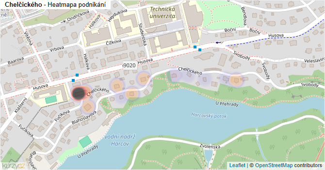 Chelčického - mapa podnikání
