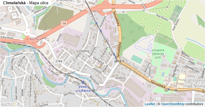 Chmelařská - mapa ulice