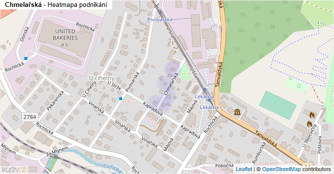 Chmelařská - mapa podnikání