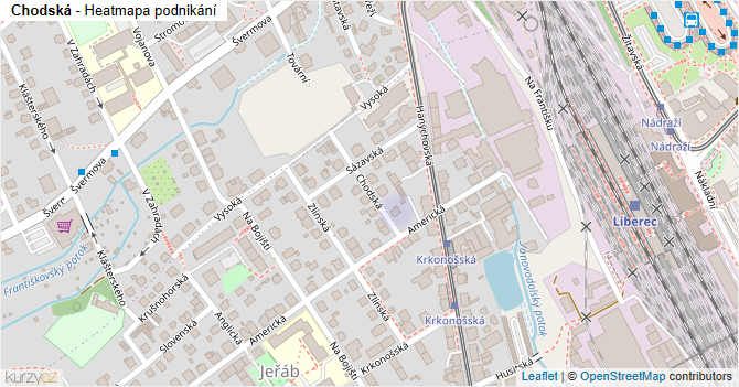 Chodská - mapa podnikání