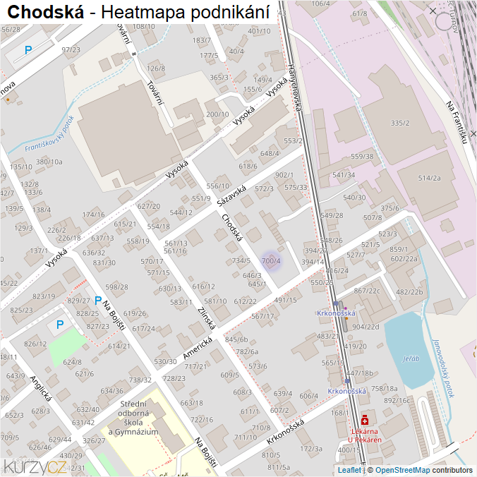 Mapa Chodská - Firmy v ulici.