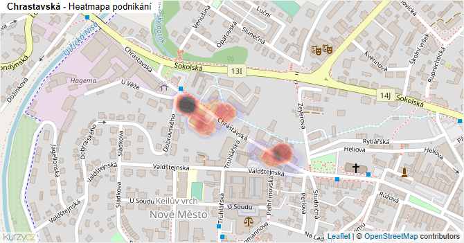 Chrastavská - mapa podnikání