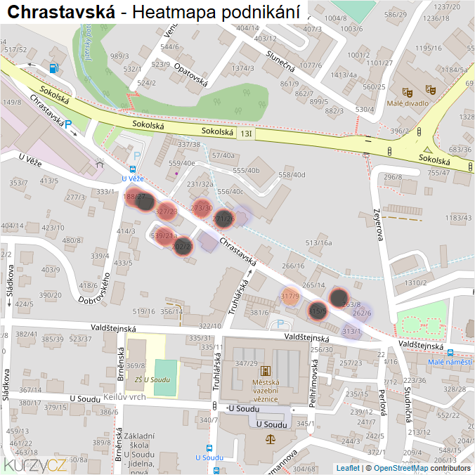 Mapa Chrastavská - Firmy v ulici.
