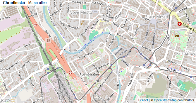 Chrudimská - mapa ulice