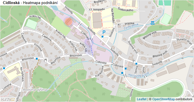 Cidlinská - mapa podnikání