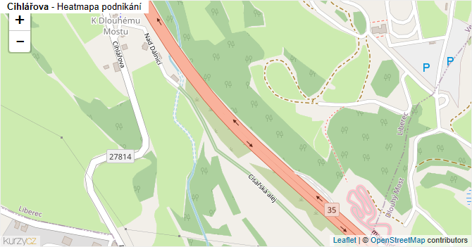 Cihlářova - mapa podnikání
