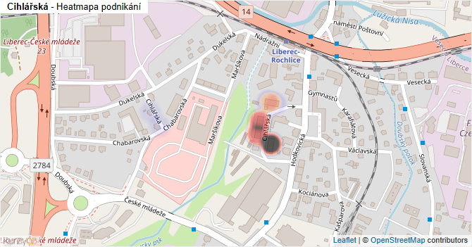 Cihlářská - mapa podnikání