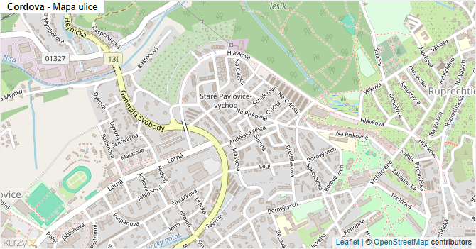 Cordova - mapa ulice