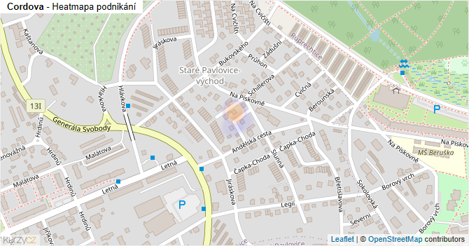 Cordova - mapa podnikání