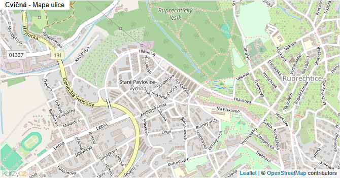 Cvičná - mapa ulice