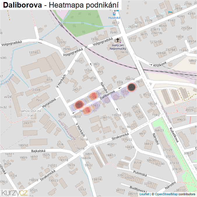 Mapa Daliborova - Firmy v ulici.