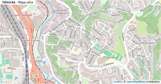 Dělnická - mapa ulice