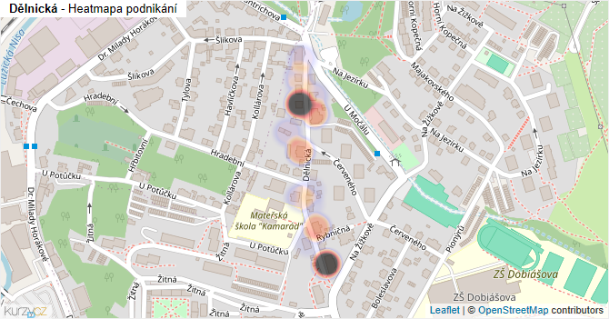 Dělnická - mapa podnikání