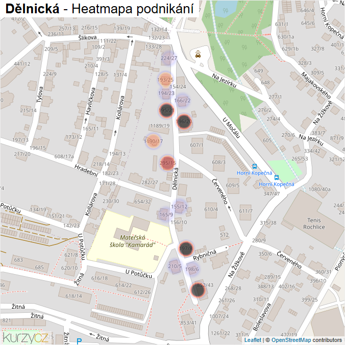 Mapa Dělnická - Firmy v ulici.