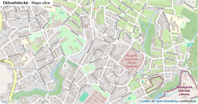 Dělostřelecká - mapa ulice