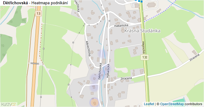 Dětřichovská - mapa podnikání