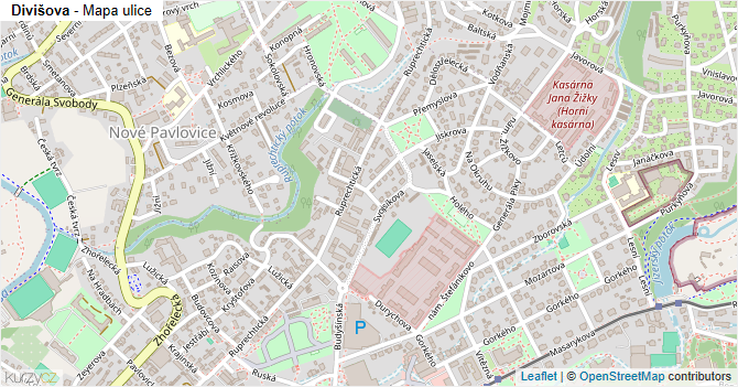 Divišova - mapa ulice