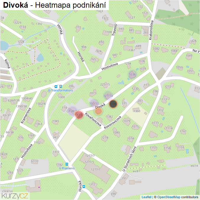 Mapa Divoká - Firmy v ulici.