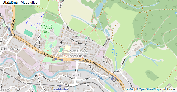 Dlážděná - mapa ulice