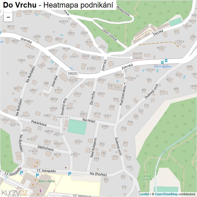 Mapa Do Vrchu - Firmy v ulici.