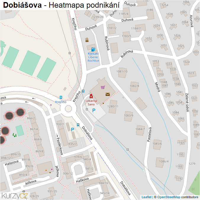 Mapa Dobiášova - Firmy v ulici.