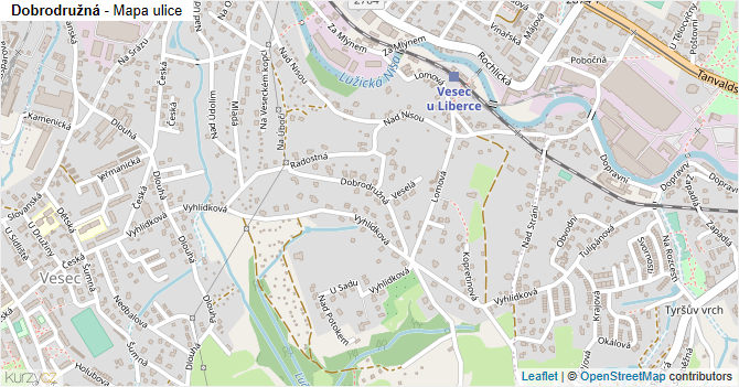 Dobrodružná - mapa ulice