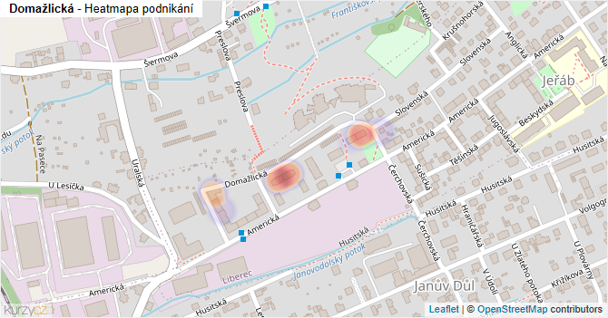 Domažlická - mapa podnikání